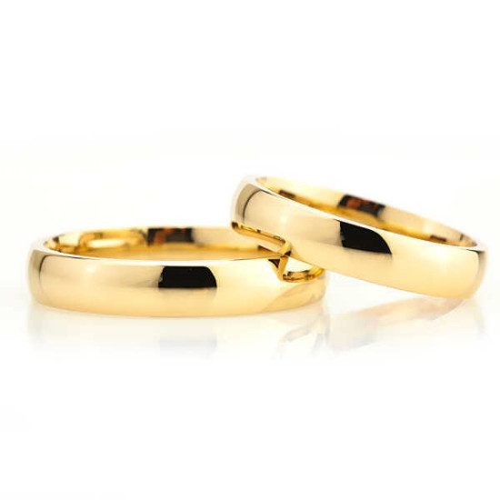 4 mm Düz Bombeli Gold Gümüş Alyans 4 mm Düz Bombeli Gold Gümüş Alyans