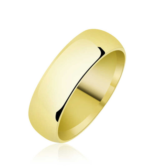 6 mm Düz Bombeli Gold Gümüş Alyans 6 mm Düz Bombeli Gold Gümüş Alyans