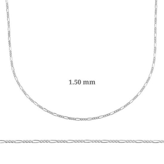 1.50 mm Gümüş Figaro Zincir - 0.40 mikron 1.50 mm Gümüş Figaro Zincir - 0.40 mikron