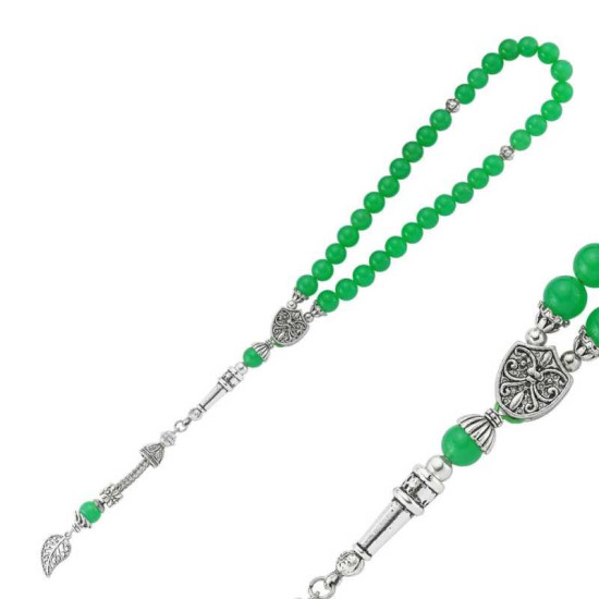 Doğaltaş Metal Püsküllü Aventurin Taşlı Tesbih Doğaltaş Metal Püsküllü Aventurin Taşlı Tesbih