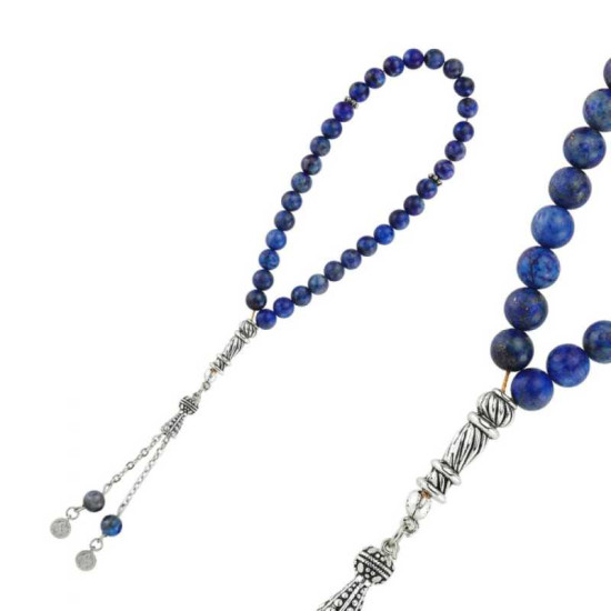 Doğaltaş Metal Püsküllü Lapis Taşı Tesbih Doğaltaş Metal Püsküllü Lapis Taşı Tesbih