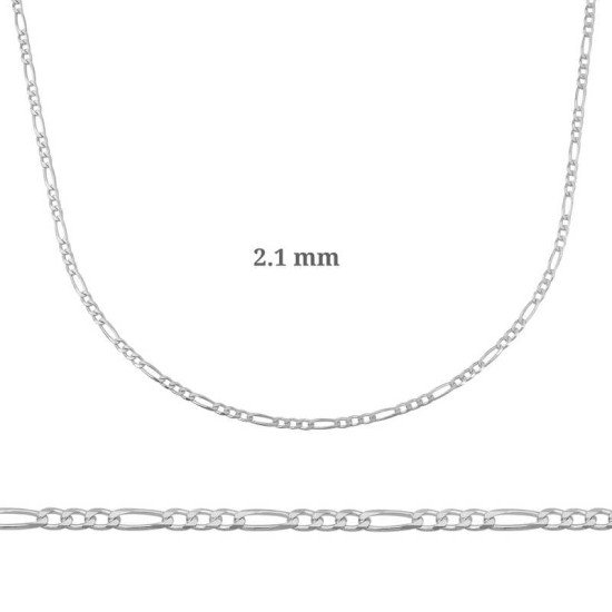 2.10 mm Gümüş Figaro Zincir - 0.60 mikron 2.10 mm Gümüş Figaro Zincir - 0.60 mikron