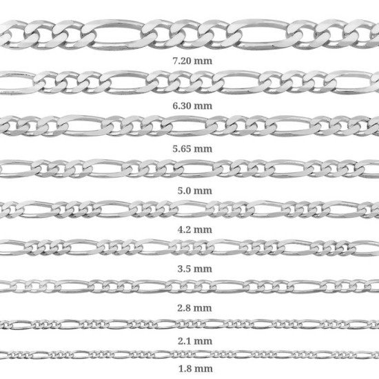 2.10 mm Gümüş Figaro Zincir - 0.60 mikron 2.10 mm Gümüş Figaro Zincir - 0.60 mikron
