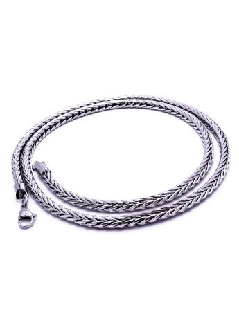 Oval Kral Bakla Örgülü Çelik Kolye 4Mm CSR1180108