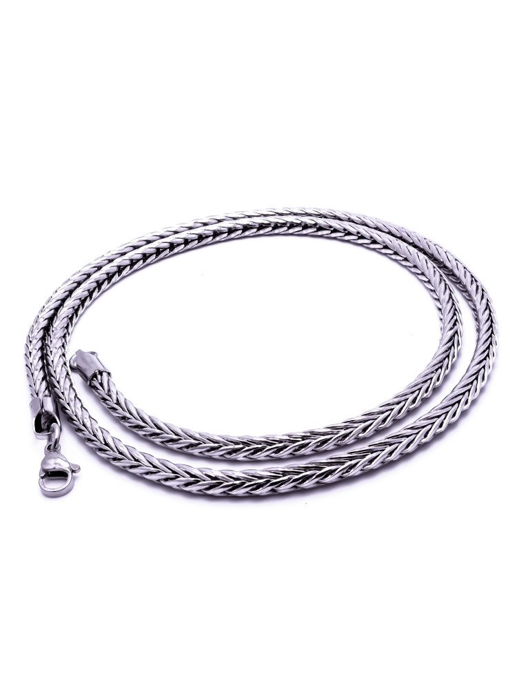 Oval Kral Bakla Örgülü Çelik Kolye 4Mm CSR1180108
